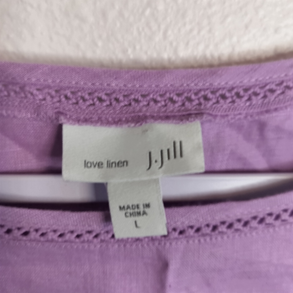 J Jill Love Linen Shift Size Lg Lavendar/Lilac Coastal Grandma Cottagecore - Picture 2 of 9